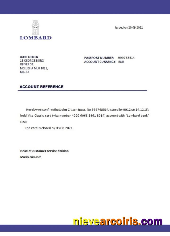 Malta Lombard Bank closure reference